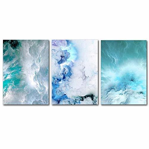 Home Mkglu Blue Sea Marble Painting Abstract Landscape Canvas Pictures For Living Room