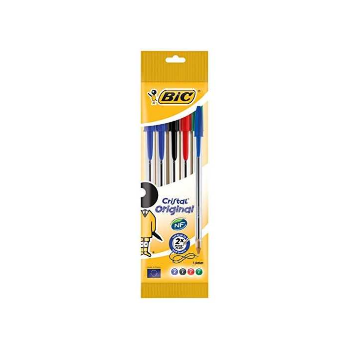 BIC Cristal Original - Pack de 5 bolígrafos de punta redonda