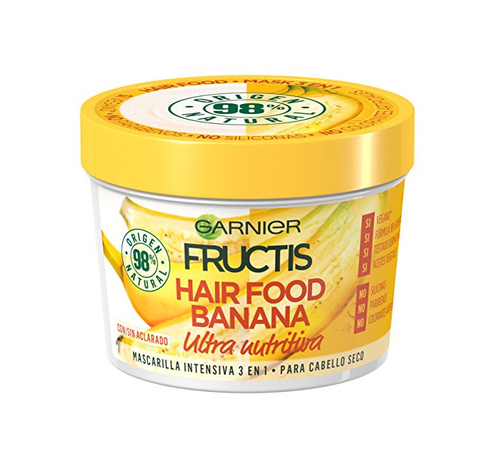 Belleza Garnier Fructis Hair Food Banana Mascarilla 3 en 1-390 ml