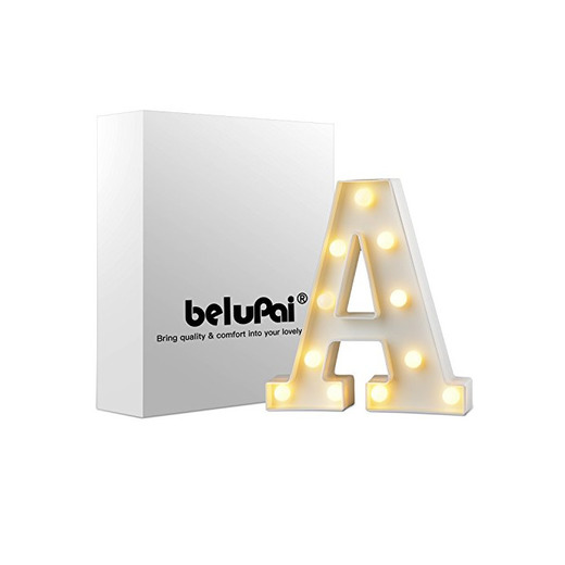 Alfabeto de luces LED para decoración, luces de letras blancas, luces con
