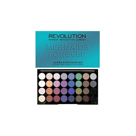 Maquillaje Revolution - Paleta de sombra de ojos Mermaids Forever con 32