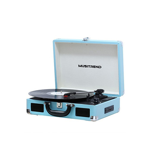 MUSITREND Tocadiscos 33/45/78 RPM, Maleta Portátil con 2 Altavoces Integrados, con RCA,