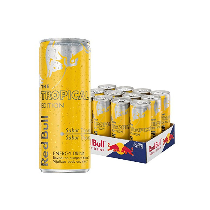 Social Red Bull Tropical Bebida Energética - Paquete de 12 x 250 ml
