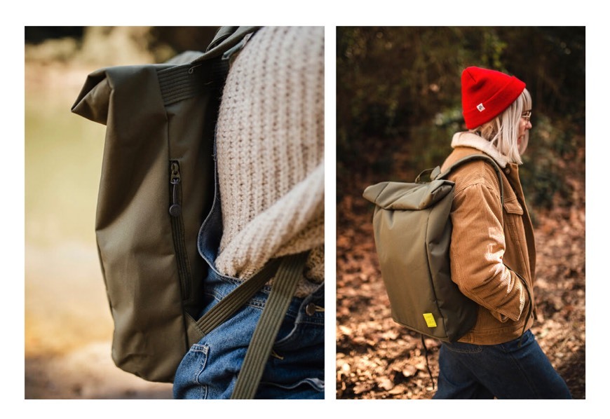 Fashion Roll Backpack Olive - lefrik (hechos de plástico reciclado)