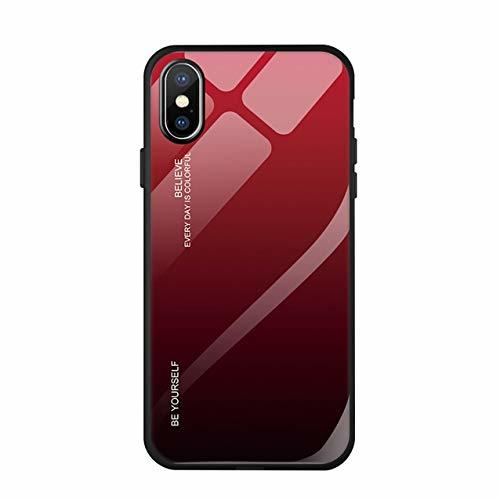 Fashion Hexcbay Funda iPhone X/XR, Estuche para teléfono de Vidrio Templado 9H con