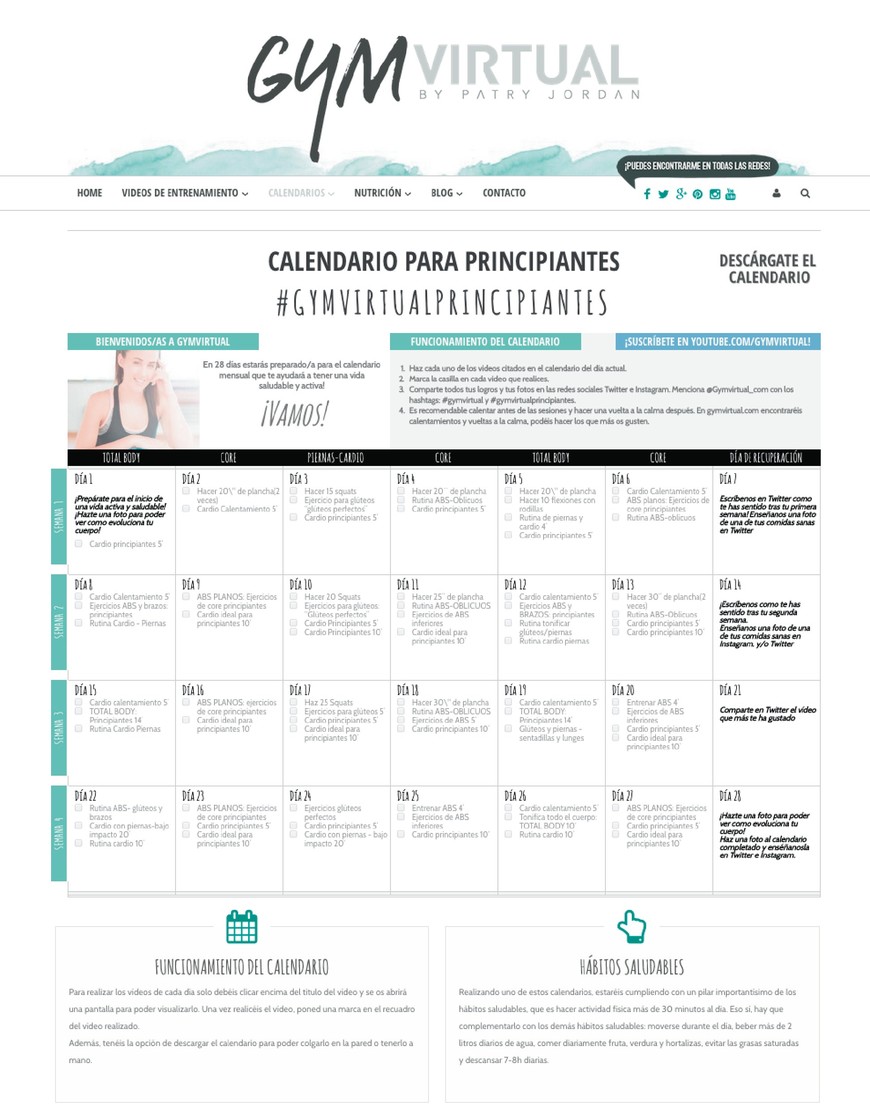 Fashion Calendarios - GYM VIRTUAL