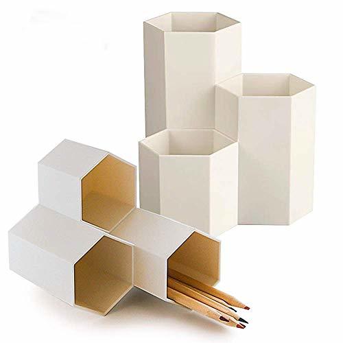 Categoría de hogar BUONDAC 2pcs Organizador Escritorio Mesa Oficina Multifuncional Hexagonal Cubilete Lapices Portalápices Porta