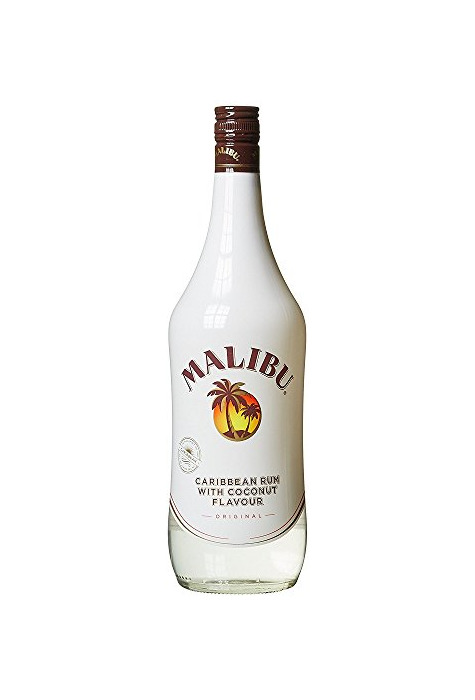 Product Malibu' carribean white rum coconut confezione in bottiglia di vetro da 1