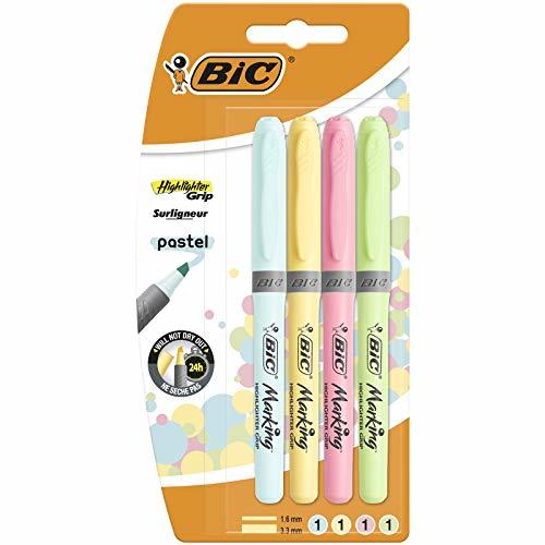 BIC Highlighter Grip Pastel - Blíster de 4 unidades