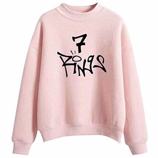 PZJ Sudadera Imprime 9 Rings de Ariana Grande Sweatshirt con Tinta ecológia