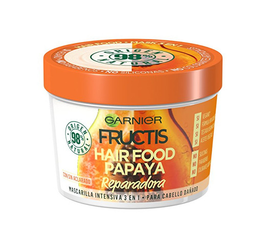 Garnier Fructis Hair Food Papaya Mascarilla 3 en 1-3 Recipientes de 390