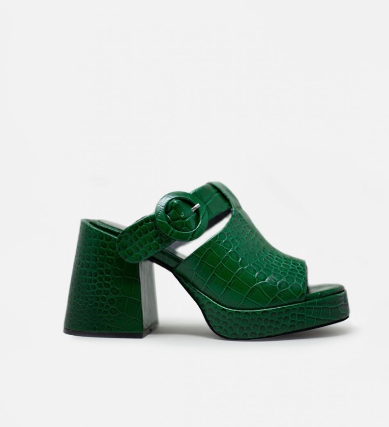 Social Hmyns Green Croco by Jeffrey Campbell