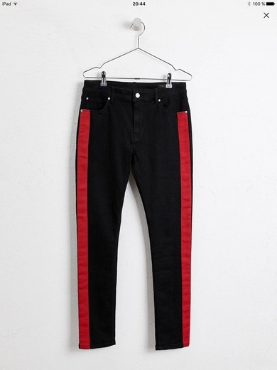 Jeans negros ASOS franja roja