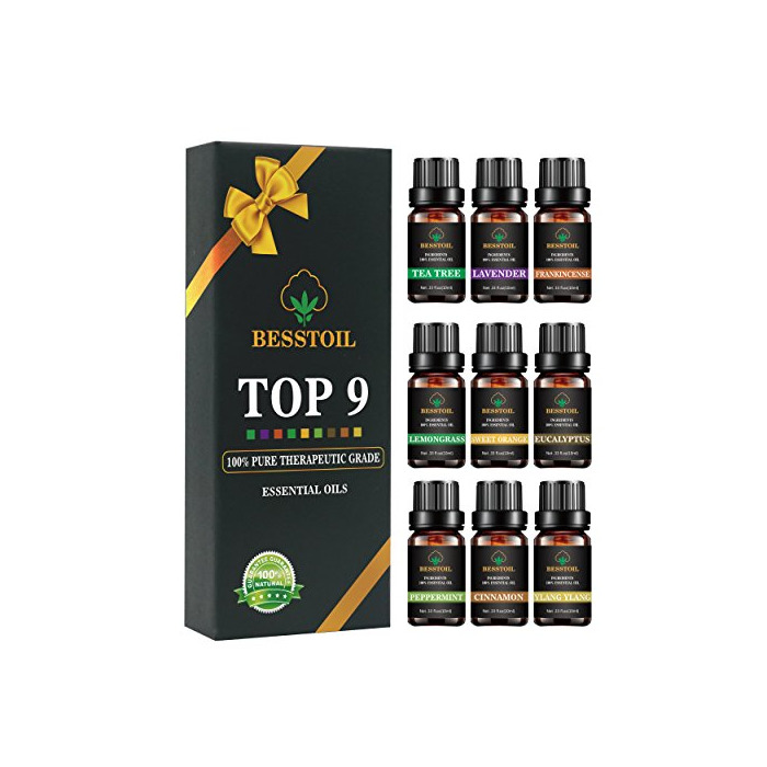 Belleza Juego de aceites esenciales de grado terapéutico TOP9, Besstoil 100% puro aromaterapia