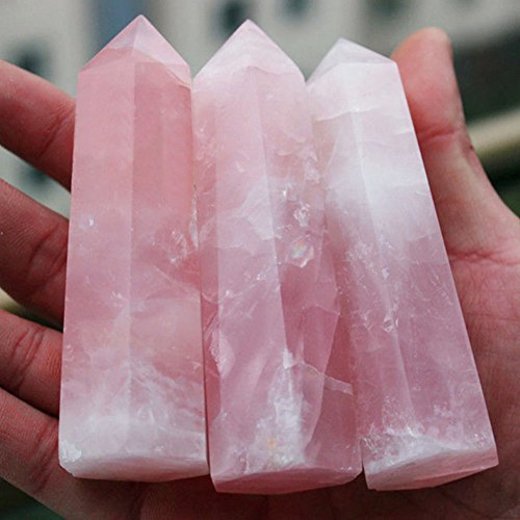 varita de cristal de cuarzo rosa sin procesar fluorita natural punto de