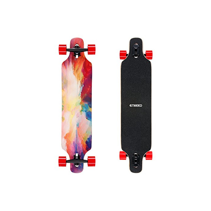 Fitness ENKEEO 23x103.5cm Longboard, Monopatín con Rodamiento de ABEC-11 y 9 Capas Flexible