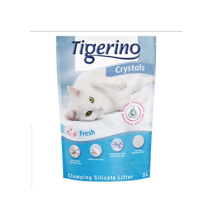 Products Tigerino Crystals Fresh arena aglomerante con olor a talco