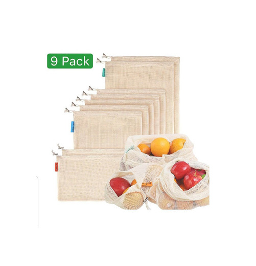 Bolsas de malla hechas de algodón pack de 9