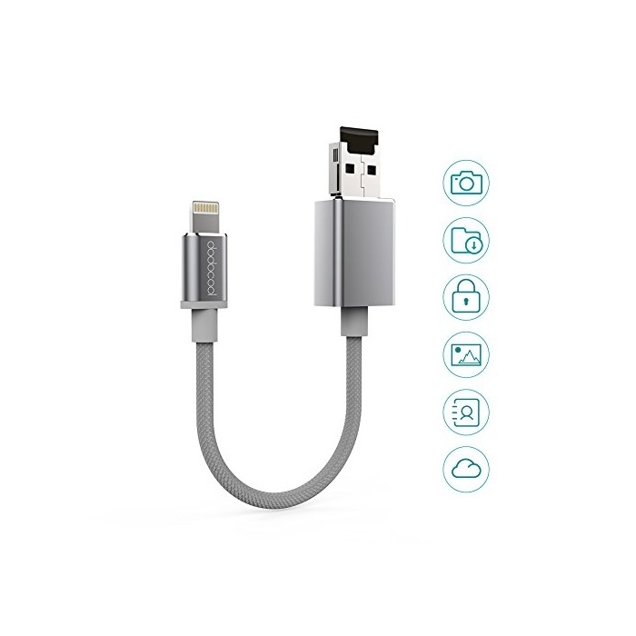 Electrónica dodocool Lector de Tarjeta Micro SD MFI Certificado con Cable lightning de carga Almacenamiento Adicional de datos para iPhone 7 Plus / 7 / iPhone SE / 6s Plus / 6 Plus / 6s / 6 / iPad 