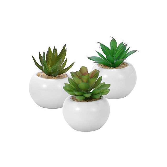 Product WINOMO 3pcs suculentas decorativas decorativas suculentas artificiales plantas falsas con macetas blancas