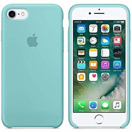 Desconocido Funda para iPhone, Silicona Azul Turquesa Logo Apple Carcasa Verde iPhone