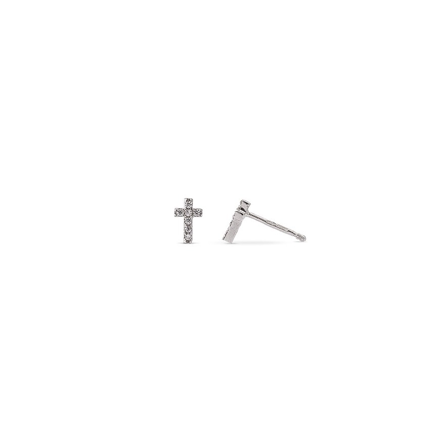 Social Cross earrings with white zircons