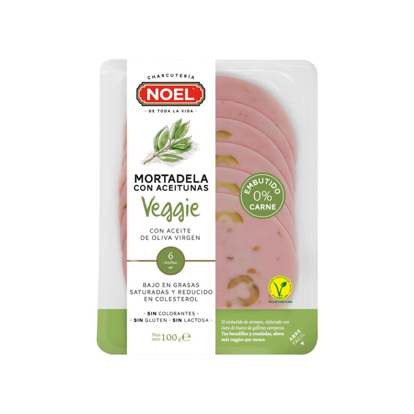 Producto Veggie mortadela con aceitunas bajo en grasa en lonchas sin ...