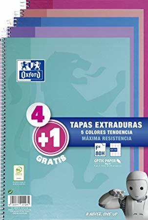 Fashion Oxford - Pack de 5 cuadernos (tapa extradura, 80 hojas, cuadrícula ...