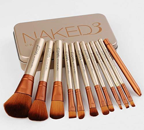 Belleza Emorias 12 Pcs Juego de Brochas de Maquillaje Base Oro Pincel de