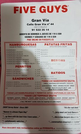 Restaurantes Five Guys - Gran Vía