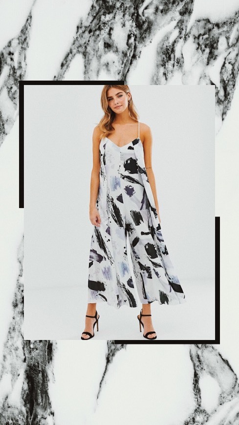 Product ASOS DESIGN rope detail minimal jumpsuit in brushstroke