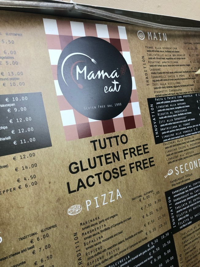 Restaurants Mama Eat Menù per Celiaci