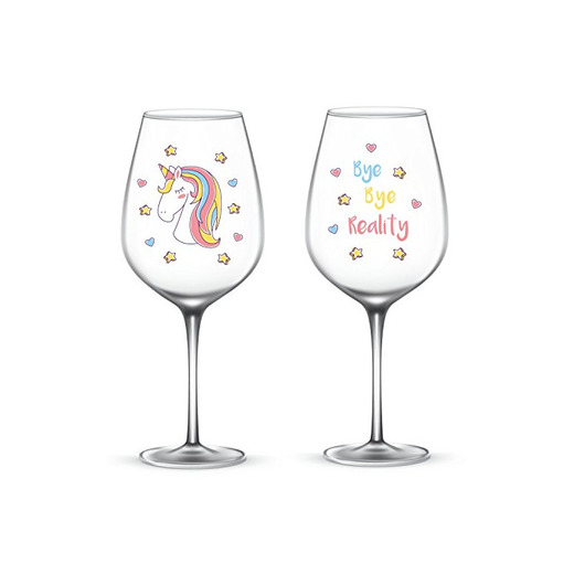 EinhornLiebe® Unicornio Amor® Set de copas de vino Unicornio Cristal Bye Bye