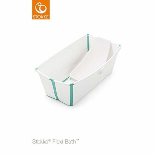 STOKKE ® Bañera Plegable Flexi Bath CON SOPORTE para recién nacido blanco/aqua