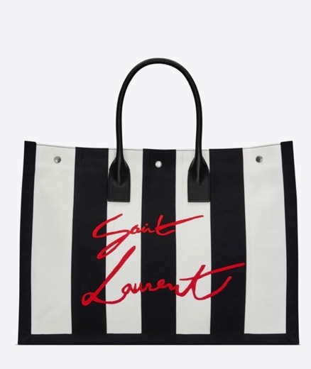 Noe Saint Laurent tote in striped canvas and leather