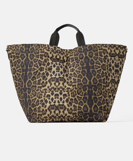 Bolso shopper acolchado leopardo, ZARA