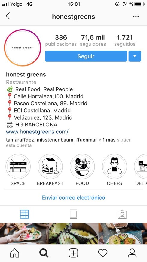 Restaurantes Honest Greens