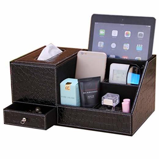 MSF Caja de pañuelos Multifuncional Rectangular PU Tissue Box Holder Hogar Salón