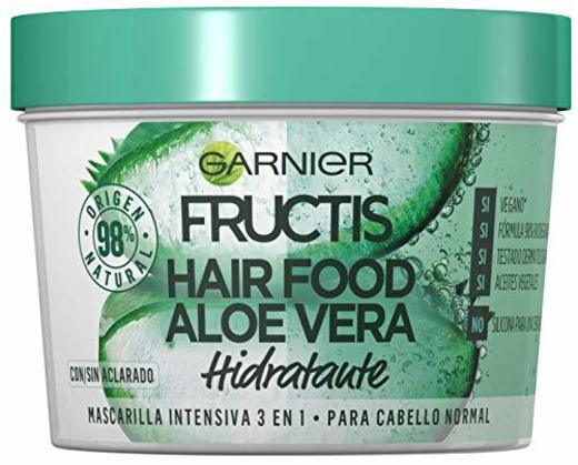 Garnier Fructis, Mascarilla Capilar 3 en 1 Aloe Vera Hidratante para Pelo