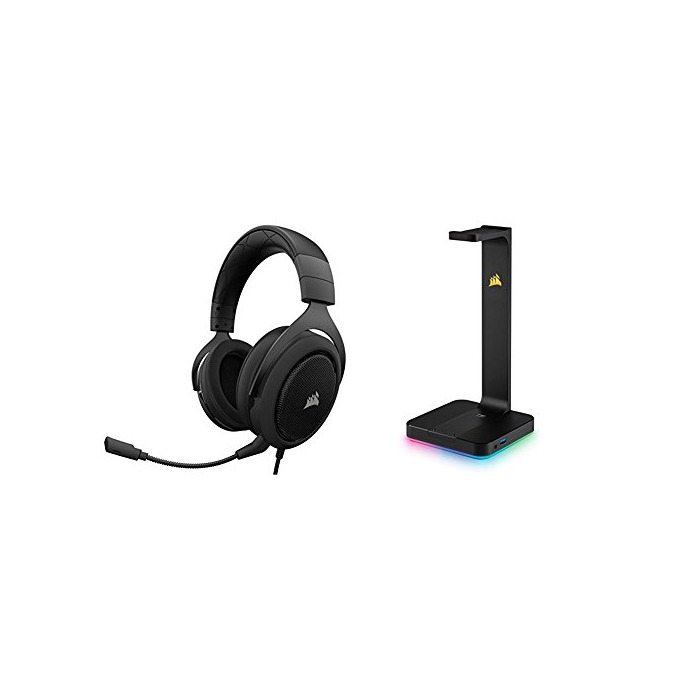 Electronic Corsair HS50 Stereo - Auriculares gaming con micrófono desmontable (para PC/PS4/Xbox/Switch/móvil), carbón