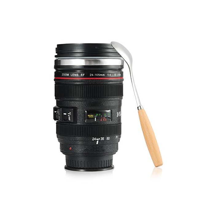 Social Taza Objetivo de café de Viaje con Cuchara