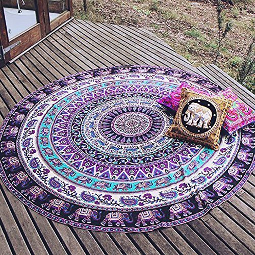 Manta redonda de gasa con dibujo mandala, de QHGstore