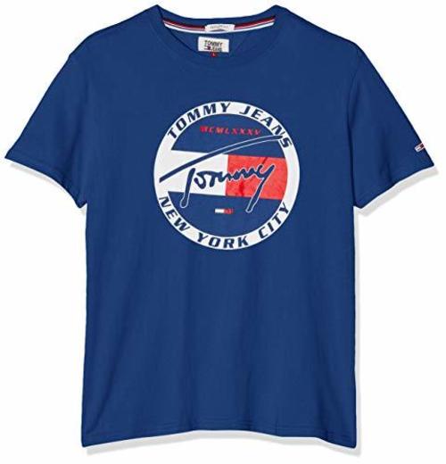 Tommy Jeans TJM Circle Graphic tee, Camiseta para Hombre, Blau