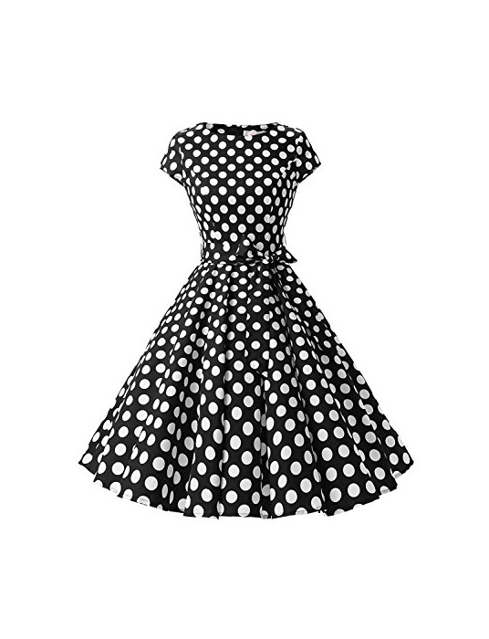 Moda Dressystar Vestidos Coctel Corto Vintage 50s 60s Manga Corta Rockabilly Elegante Mujer