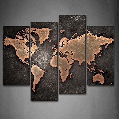 Producto General Mundo Mapa Negro FondoPintura de la pintura de la pared La