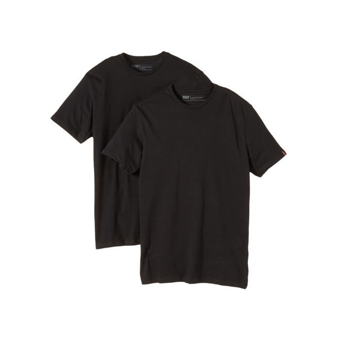 Moda Levi's  2 Pack Crew - Camiseta para Hombre, Negro