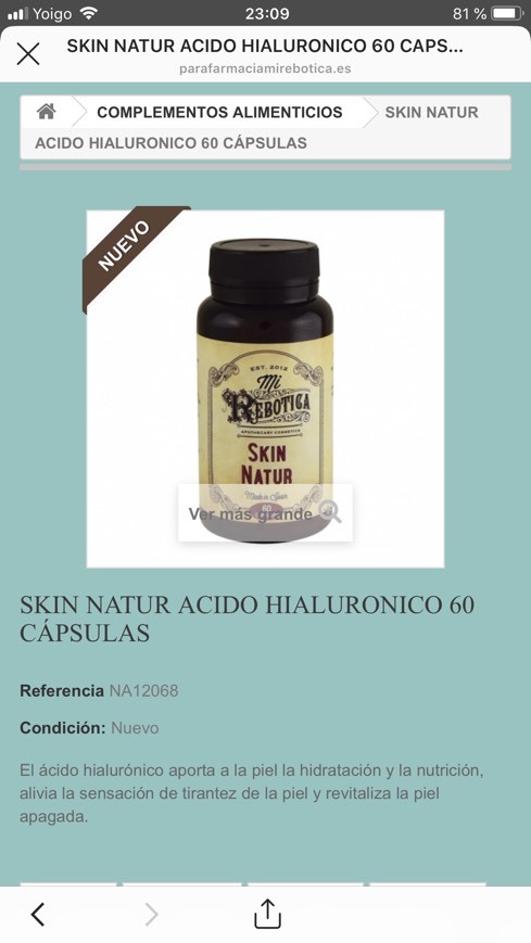 Fashion SKIN NATUR ACIDO HIALURONICO 60 CAPS MI REBOTICA