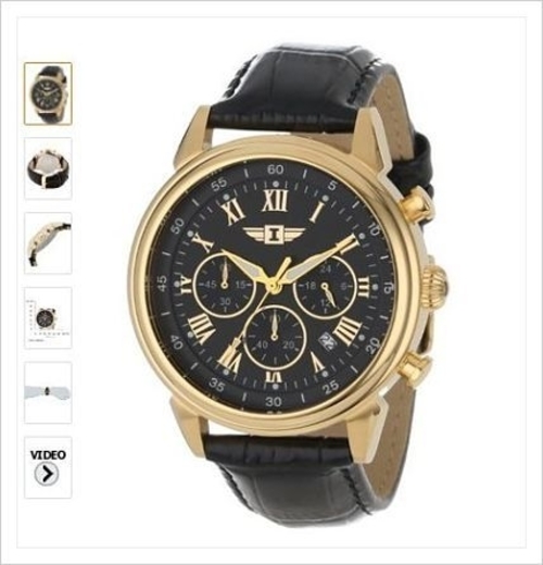 Invicta  267 Men's 90242-003 Invicta I 18k Gold-Plated Stainless Steel Watch with Black Leather Band