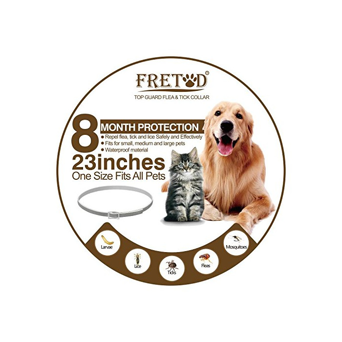 FRETOD Collares Antiparasitario para Perros y Gatos – 65cm Collares Antipulgas y