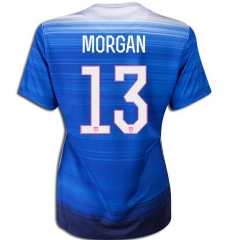Kids Alex Morgan # 13 Estados Unidos para mujer 2015 Away Jersey de fútbol
